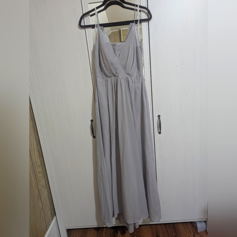 Weddington Way Long Grey Chiffon Bridesmaid Dress